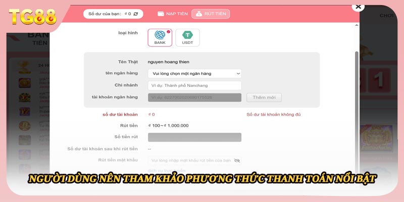 Người dùng nên tham khảo phương thức thanh toán nổi bật 